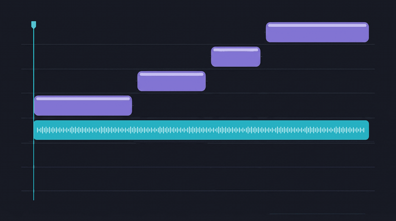 Four synced takes over one mic: the mic is cut at every take and the takes pack onto one track
